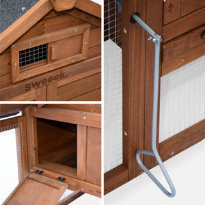 Pollaio in legno con recinto per 3 galline, marrone naturale