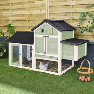 Pollaio in legno con recinto per 3 galline, verde