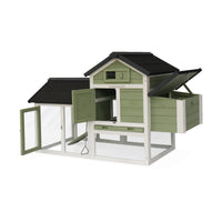 Pollaio in legno con recinto per 3 galline, verde
