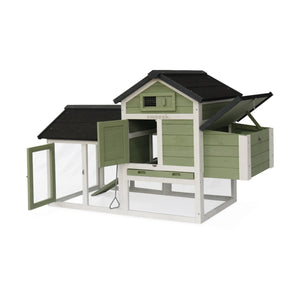 Pollaio in legno con recinto per 3 galline, verde