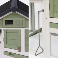 Pollaio in legno con recinto per 3 galline, verde