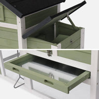 Pollaio in legno con recinto per 3 galline, verde