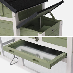 Pollaio in legno con recinto per 3 galline, verde