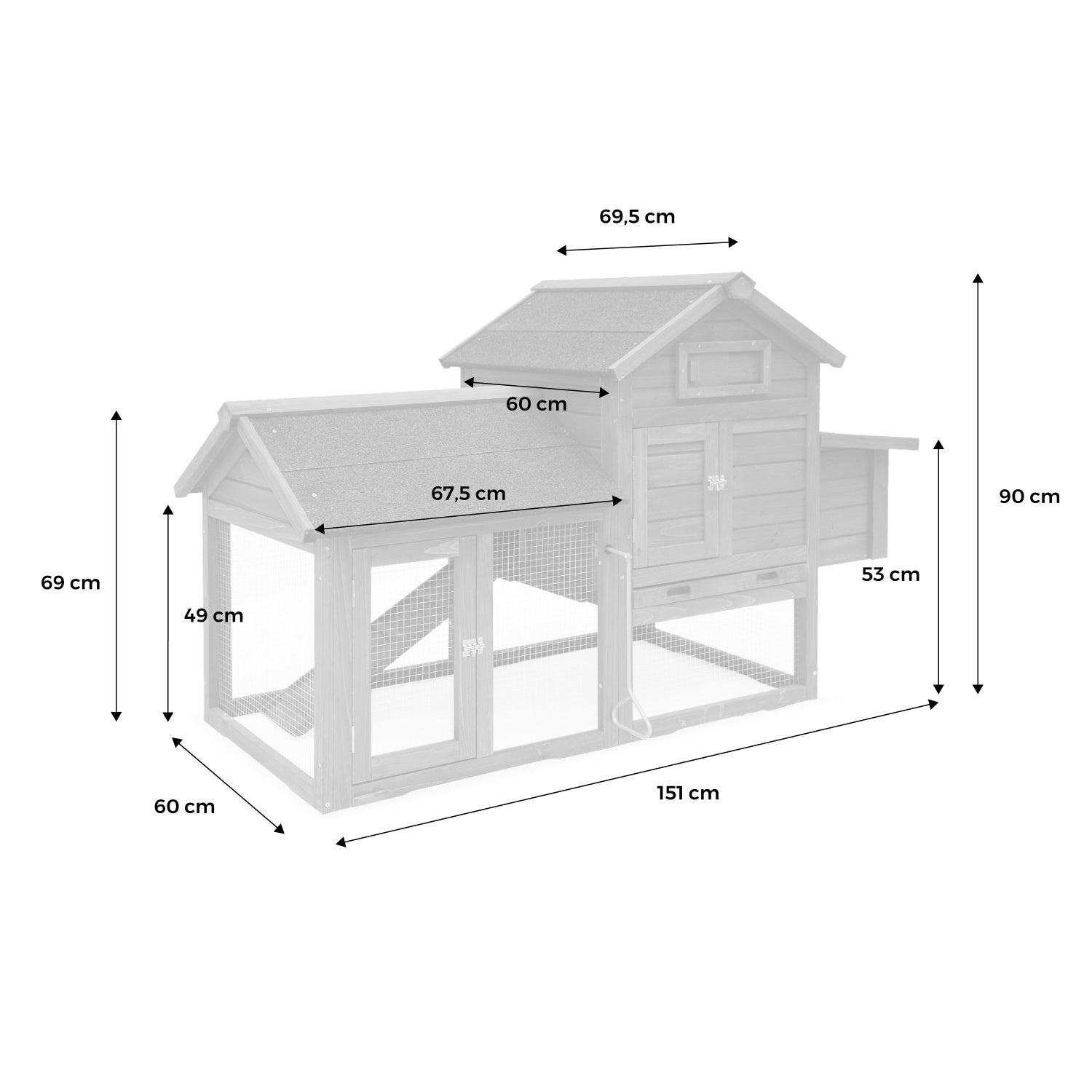 Pollaio in legno con recinto per 3 galline, verde