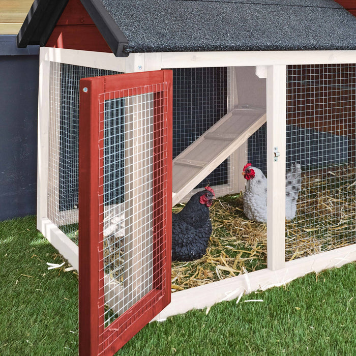 Pollaio in legno con recinto per 3 galline, rosso