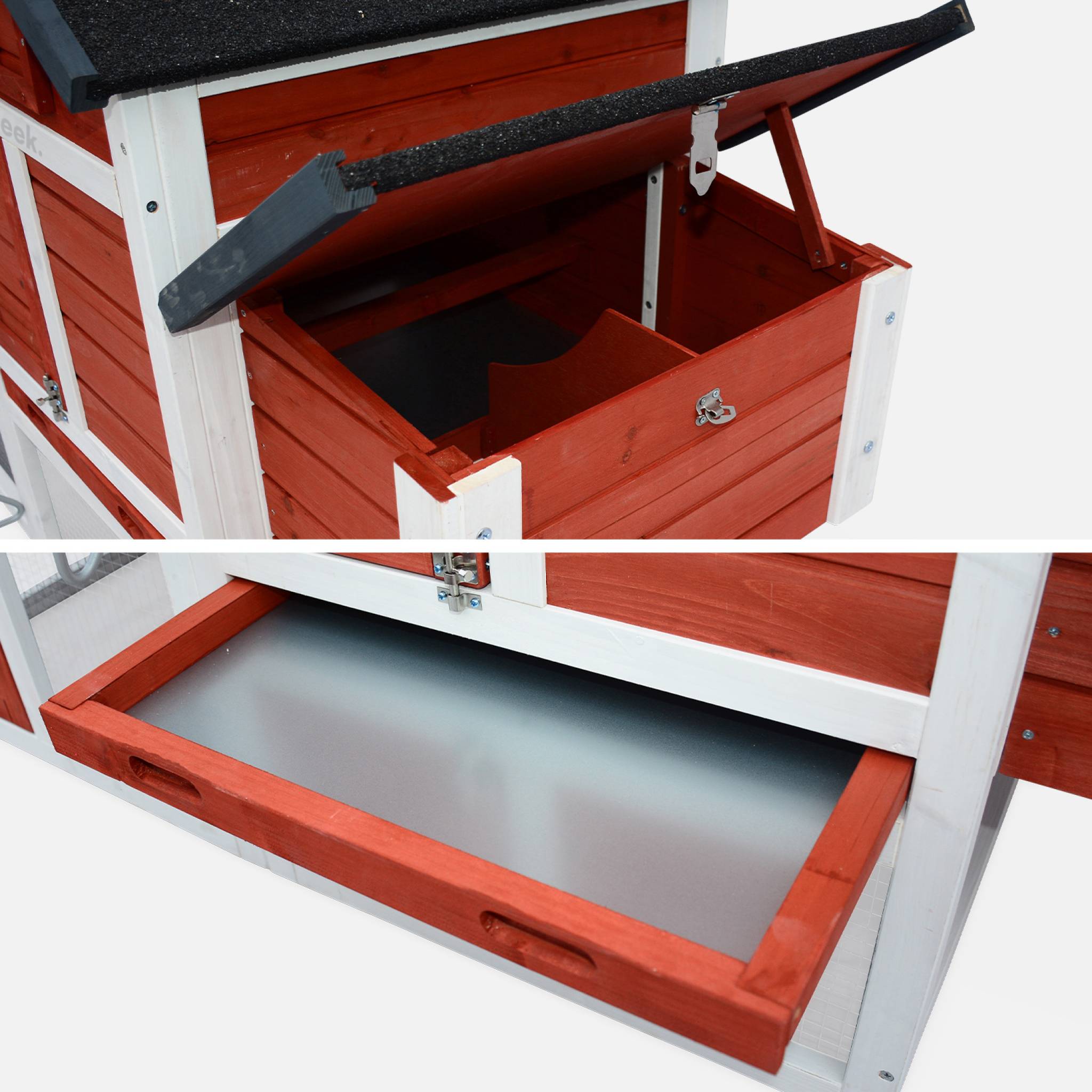 Pollaio in legno con recinto per 3 galline, rosso