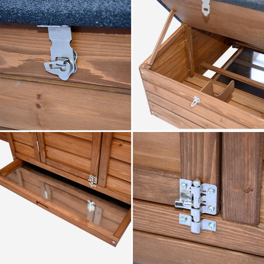 Pollaio in legno con recinto per 4 galline, marrone naturale