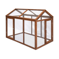 Pollaio recinto in legno con rete in alluminio per 6 galline, marrone