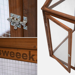 Pollaio recinto in legno con rete in alluminio per 6 galline, marrone