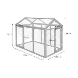 Pollaio recinto in legno con rete in alluminio per 6 galline, marrone