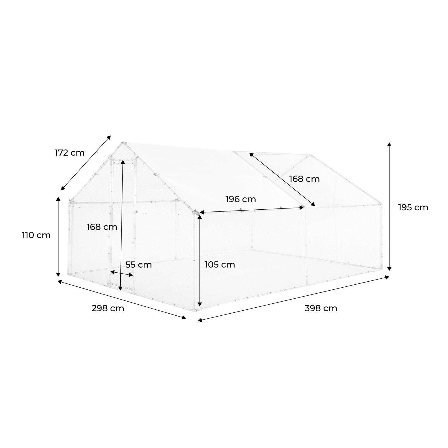 Recinto per pollaio e voliera acciaio galvanizzato, grigio e verde
