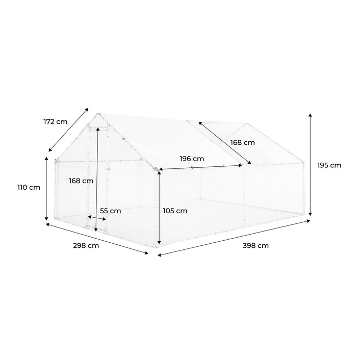 Recinto per pollaio e voliera acciaio galvanizzato, grigio e verde