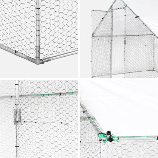 Recinto per pollaio e voliera acciaio galvanizzato, grigio e verde