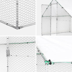 Recinto per pollaio e voliera acciaio galvanizzato, grigio e verde