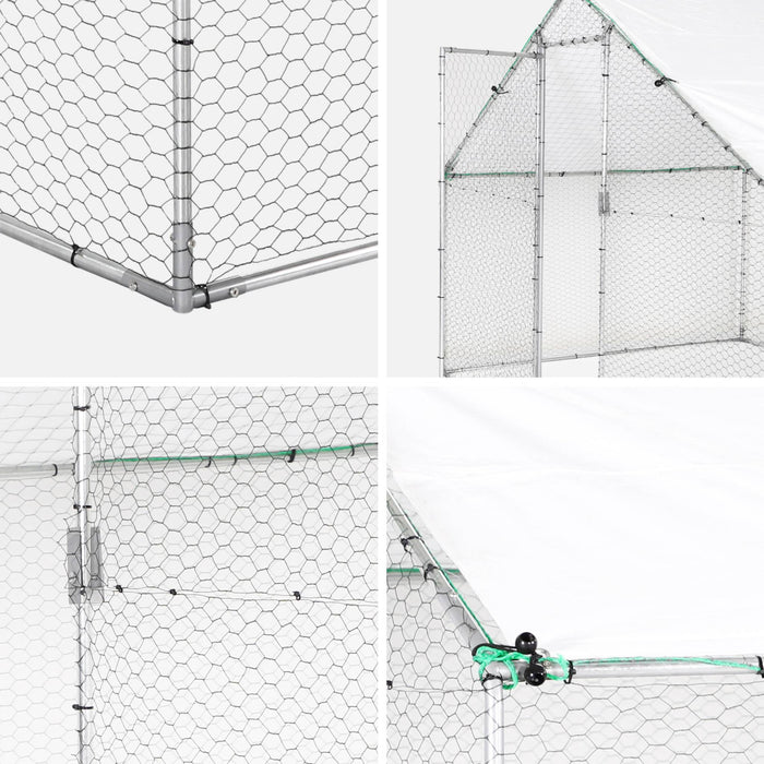 Recinto per pollaio e voliera acciaio galvanizzato, grigio e verde
