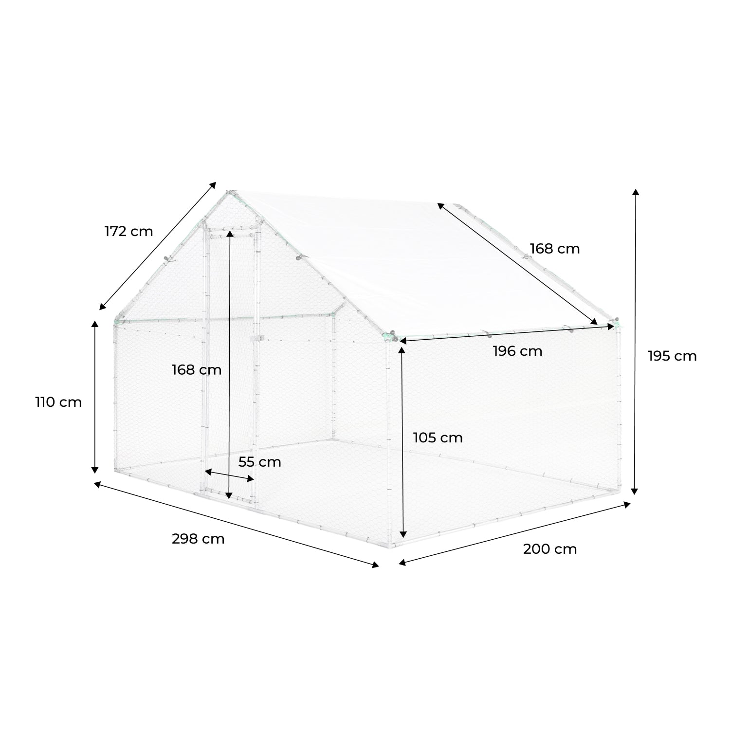 Recinto per pollaio e voliera acciaio galvanizzato, grigio e verde
