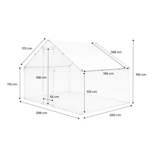 Recinto per pollaio e voliera acciaio galvanizzato, grigio e verde