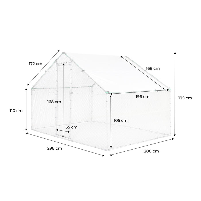 Recinto per pollaio e voliera acciaio galvanizzato, grigio e verde