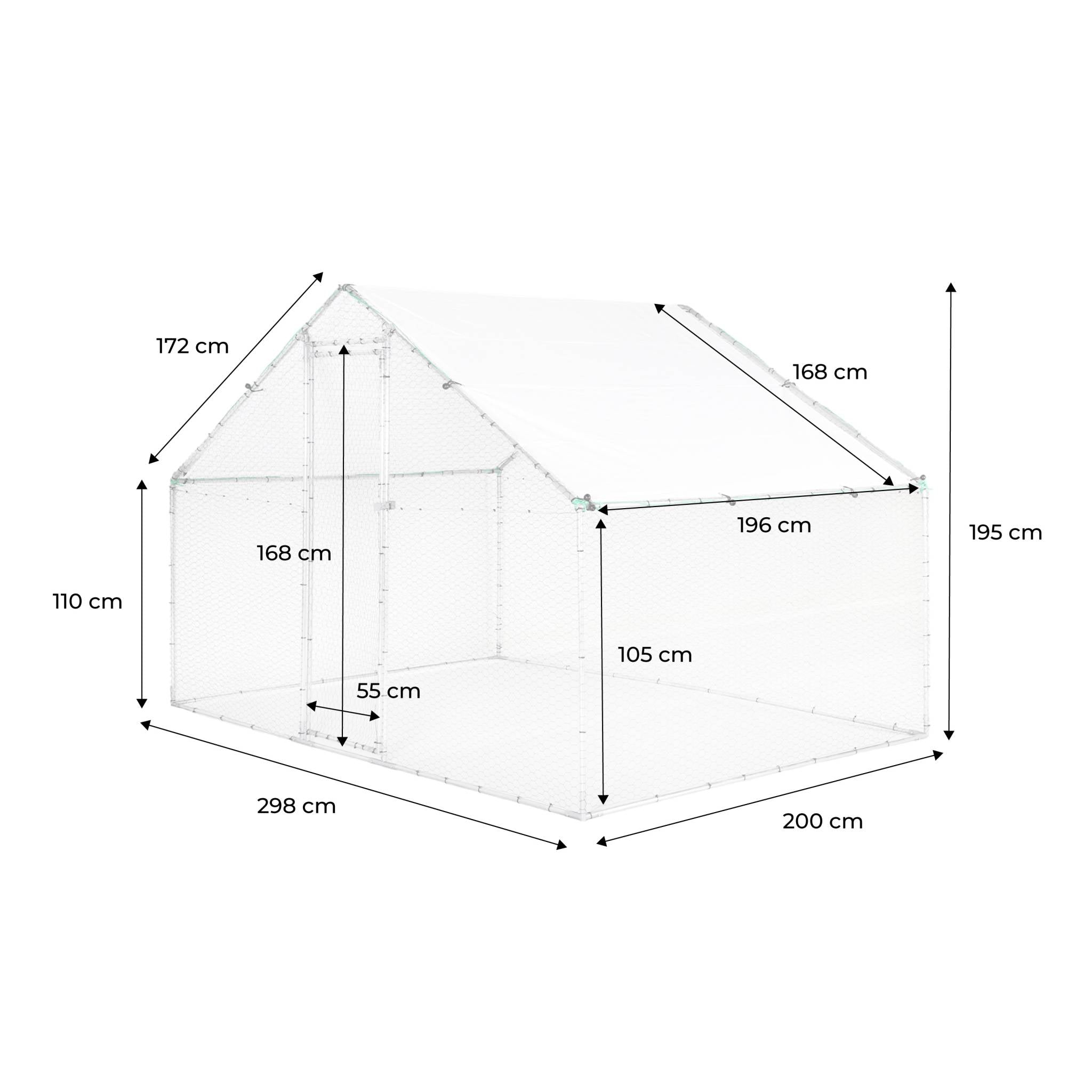 Recinto per pollaio e voliera acciaio galvanizzato, grigio e verde