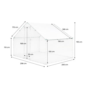 Recinto per pollaio e voliera acciaio galvanizzato, grigio e verde