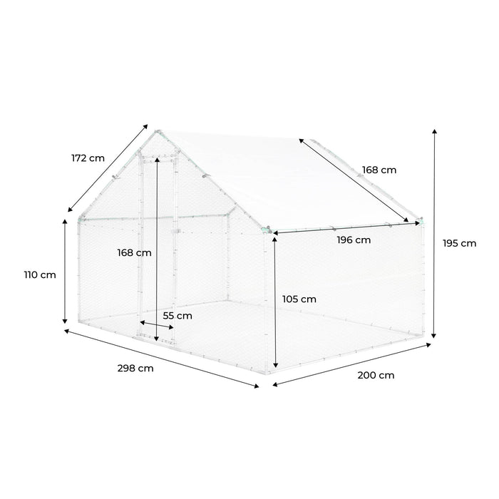 Recinto per pollaio e voliera acciaio galvanizzato, grigio e verde