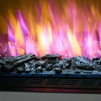 Caminetto Elettrico a 10 Colori con Spegnimento Automatico e Timer da 12h, 61x28x66.5 cm, Bianco