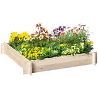 Letto per Orto e Giardino in Legno di Abete, Montaggio Senza Viti, 100x100x16cm