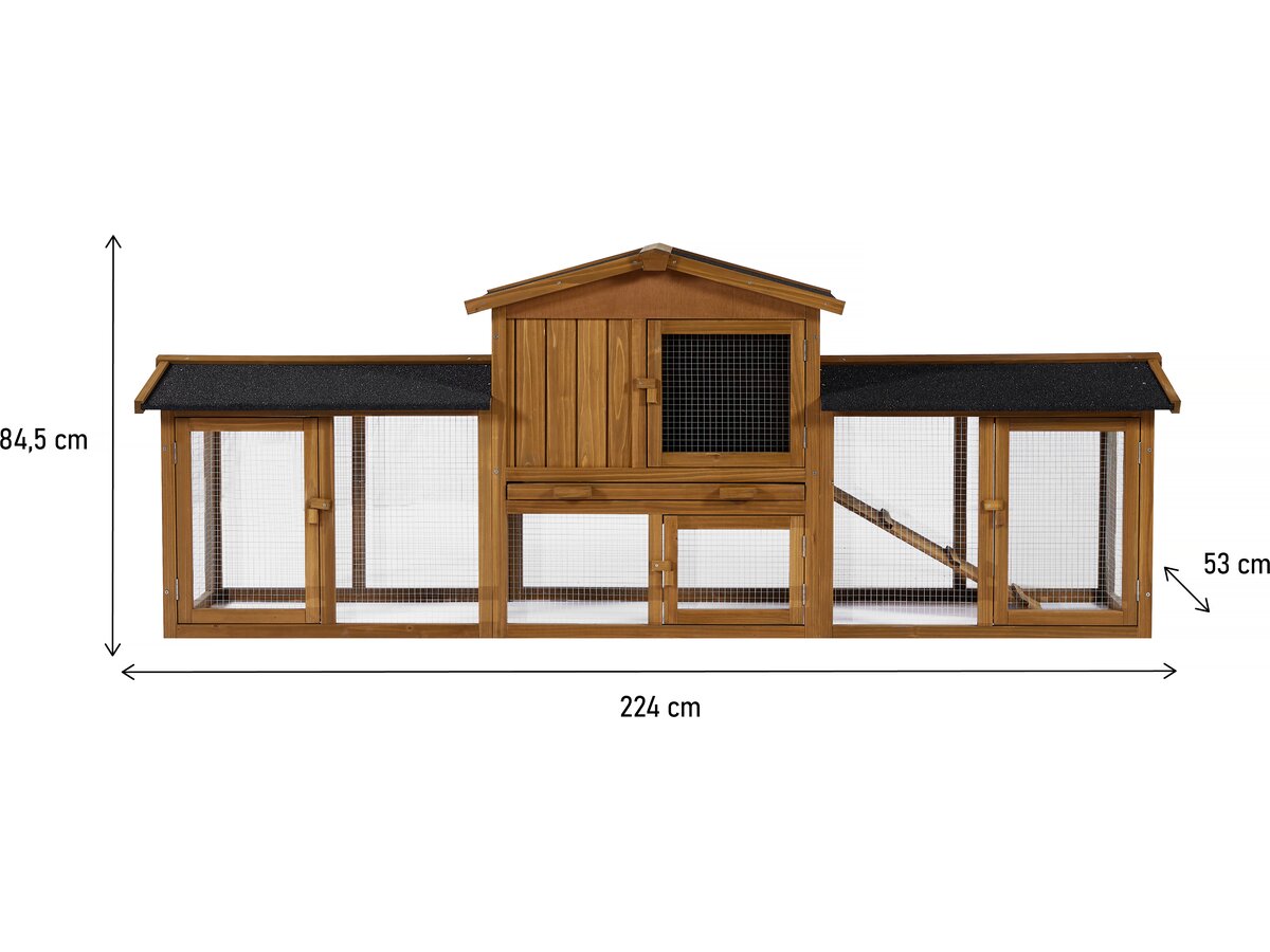 Conigliera in legno "Galina" a 2 ante - Marrone