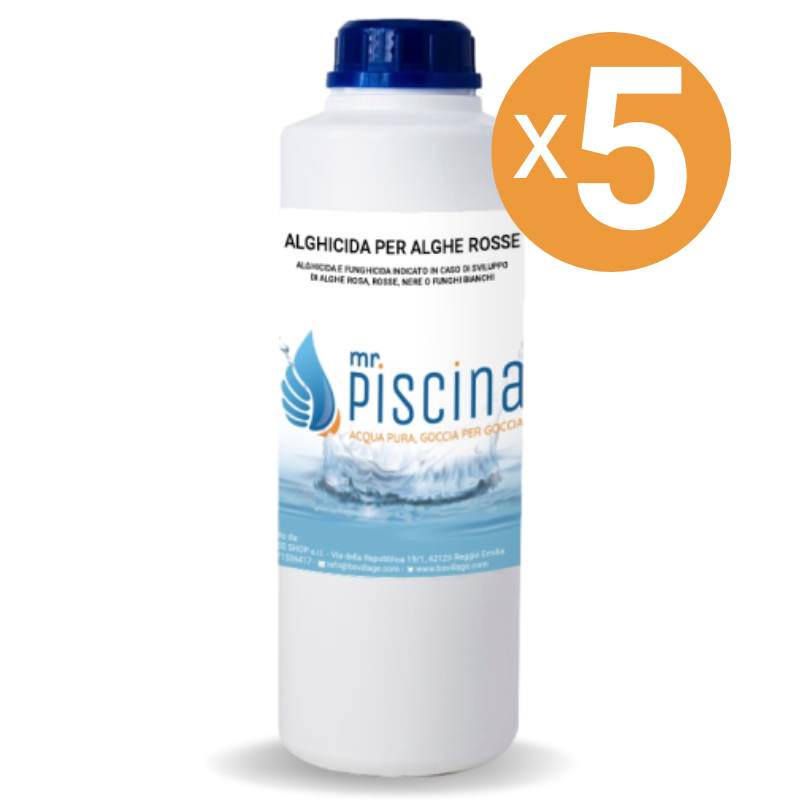 Alghicida Per Alghe Rosse, 5 Confezioni Da 1 Lt