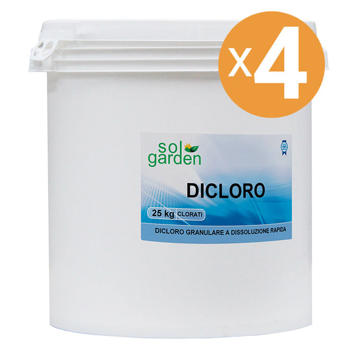 Dicloro Granulare Per Piscina, 4 Confezioni Da 25 Kg