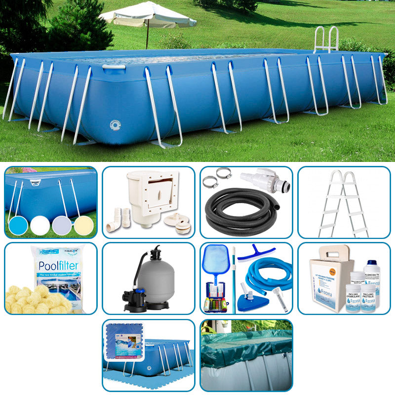 Piscina Fuori Terra Italika® Soft Rettangolare 10,80 X 5,80 H.1,40 M - Kit Plus