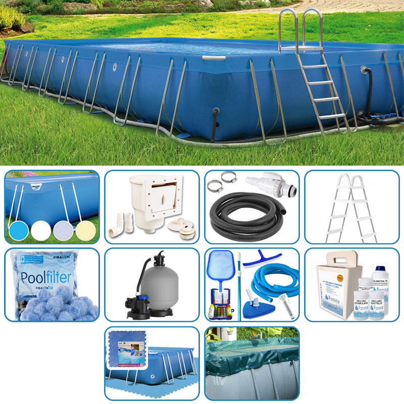 Piscina Fuori Terra Italika® Soft Rettangolare 10,80 X 6,80 H.1,25 M - Kit Plus
