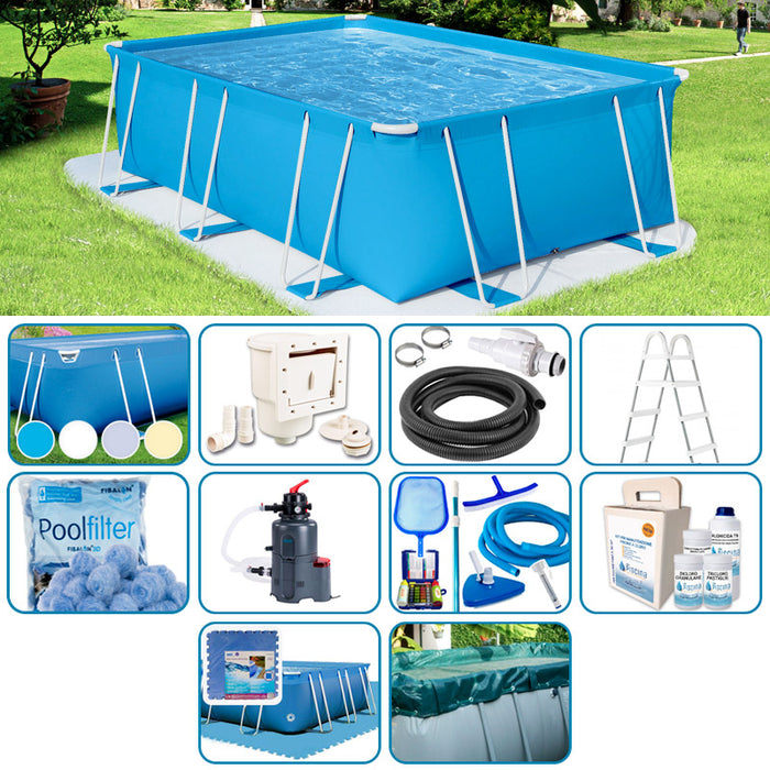 Piscina Fuori Terra Italika® Soft Rettangolare 6,80 X 3,80 H.1,00 M - Kit Plus