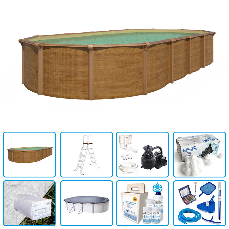 Piscina Fuori Terra Steelwood Omega - 7,30 X 3,65 X H.1,32 M - Kit Pro