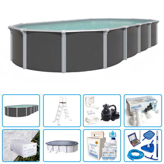 Piscina Fuori Terra Steeldesign Omega - 4,90 X 3,65 X H.1,32 M - Kit Pro