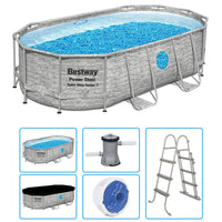Piscina Fuori Terra Ovale Bestway Power Steel 4,27 X 2,50 X H 1,00 M Con Oblò - Kit Base