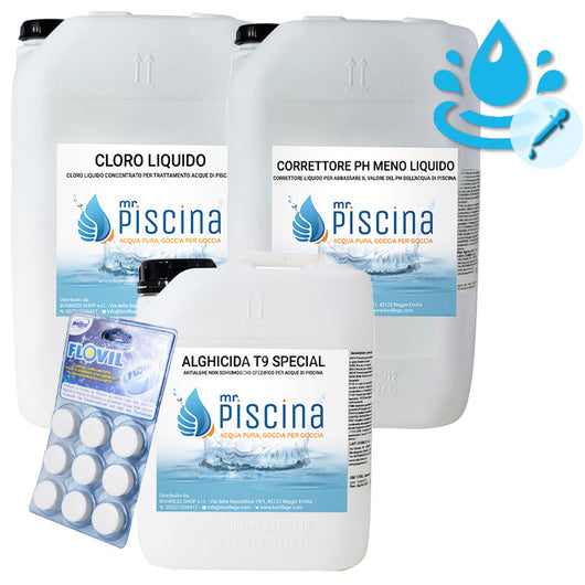 Kit Ph E Redox-cloro Control Per Mantenimento Acqua Piscina Con Flocculante In Pastiglie - Da 55 A 100 Mc