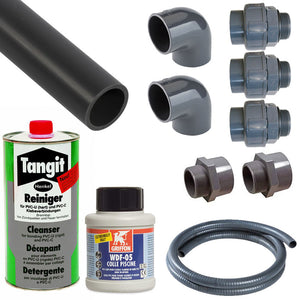 Kit Di Collegamento Con Tubi Da  50 Mm Per Piscine Da Interrare Con 1 Skimmer E 1 Bocchetta - 25 Metri