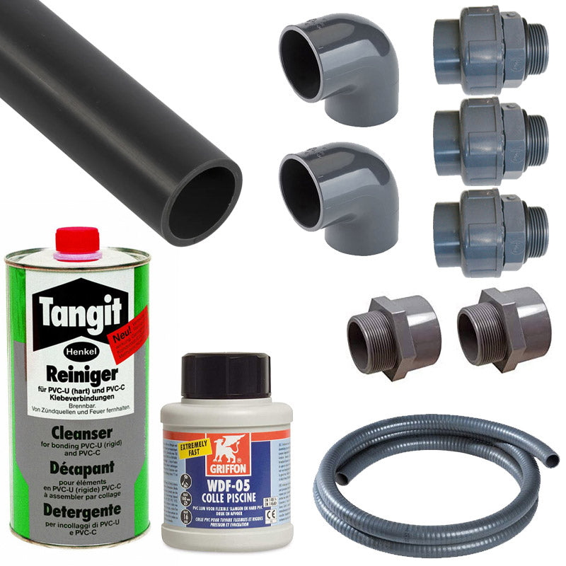 Kit Di Collegamento Con Tubi Da  50 Mm Per Piscine Da Interrare Con 1 Skimmer E 1 Bocchetta - 25 Metri