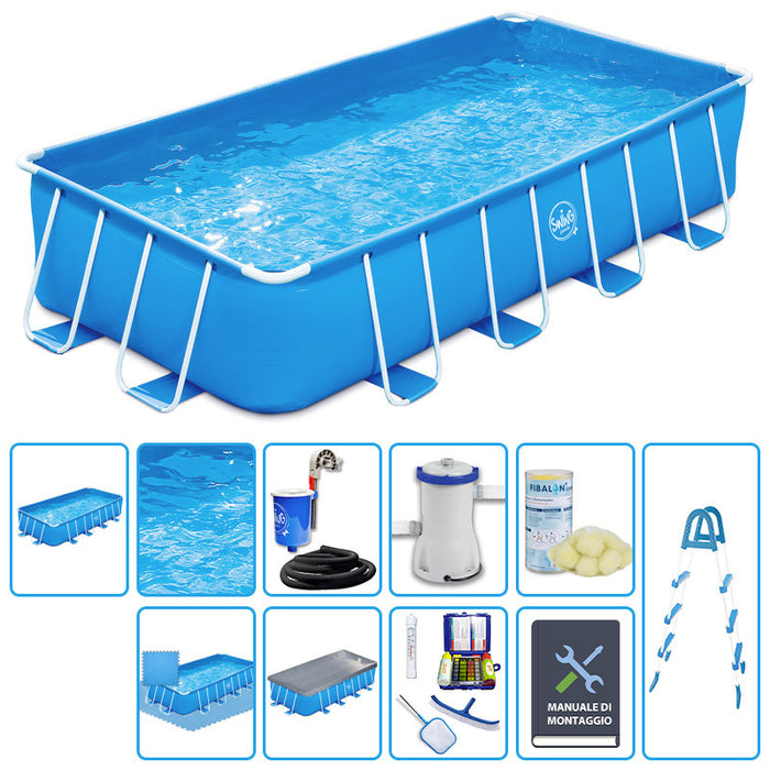 Piscina Fuori Terra Swing Metal Frame Rettangolare 4,88 X 2,44 X H 1,07 M - Kit Pro