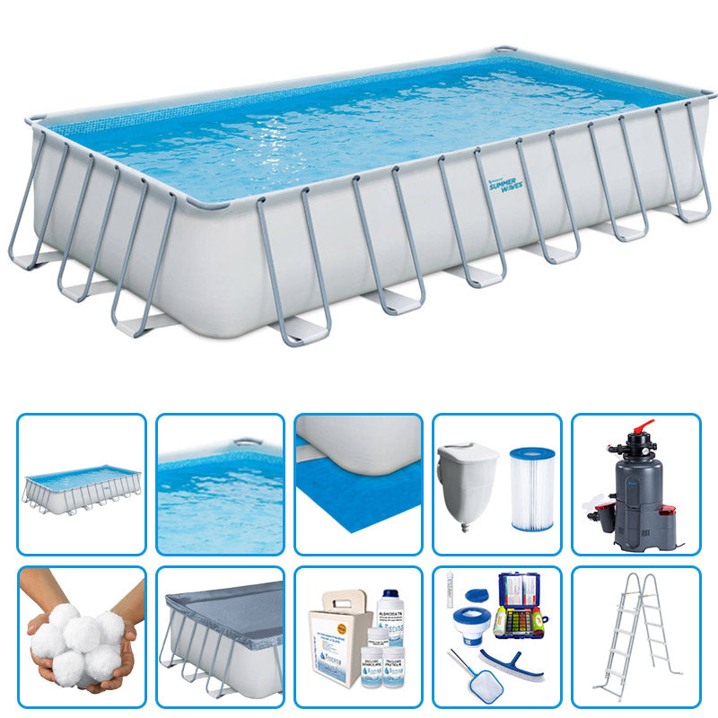 Piscina Fuori Terra Elite Metal Frame Rettangolare 7,32 X 3,66 X H.1,32 M - Kit Pro