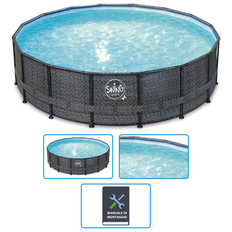 Piscina Fuori Terra Swing Frame Wicker  4,27 X H.1,07 M - Dark