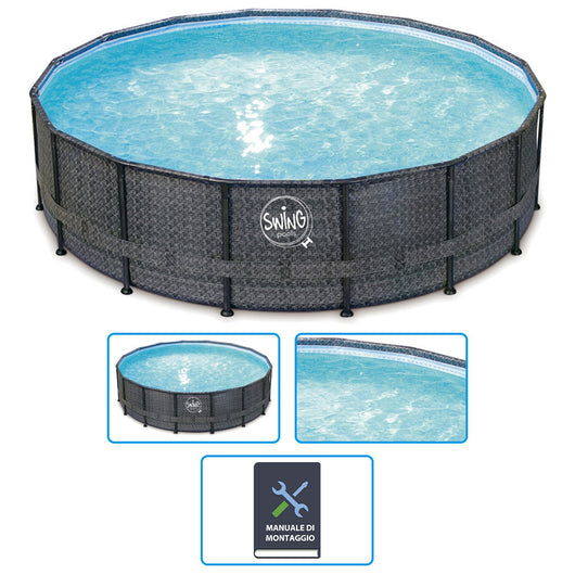 Piscina Fuori Terra Swing Frame Wicker  4,27 X H.1,07 M - Dark