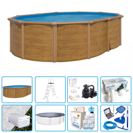 Piscina Fuori Terra Steelwood Omega - 4,90 X 3,65 X H.1,32 M - Kit Pro