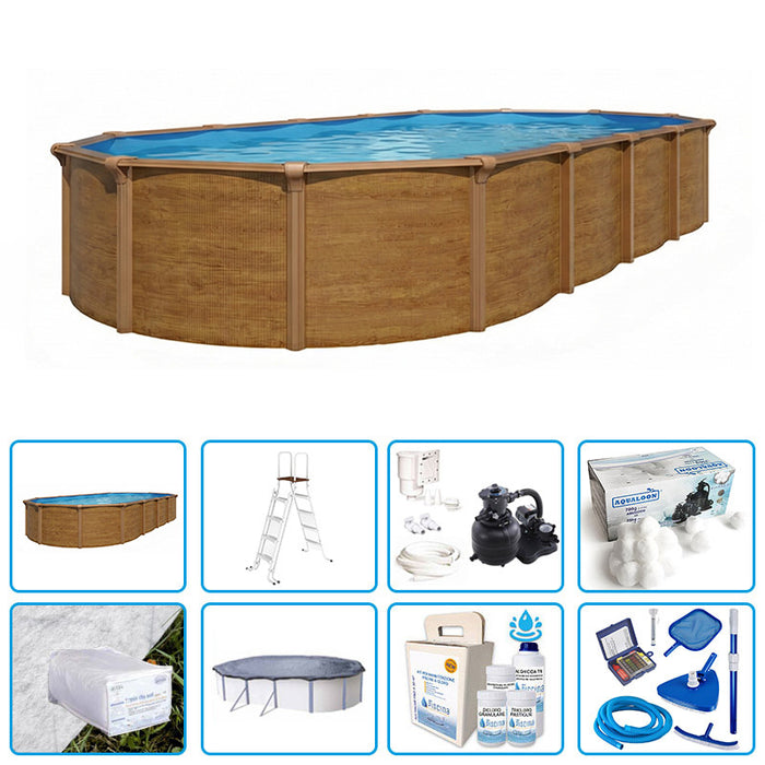 Piscina Fuori Terra Steelwood Omega - 6,10 X 3,65 X H.1,32 M - Kit Pro