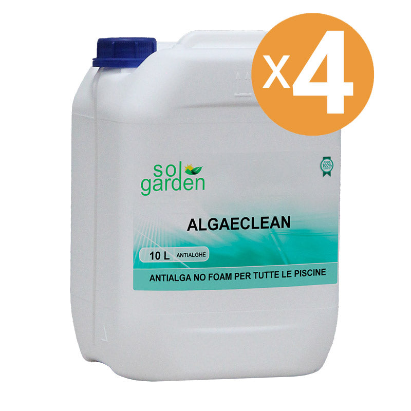Antialghe Piscina Non Schiumogeno Algaeclean, 4 Confezioni Da 10 L