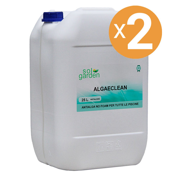 Antialghe Piscina Non Schiumogeno Algaeclean, 2 Confezioni Da 25 L