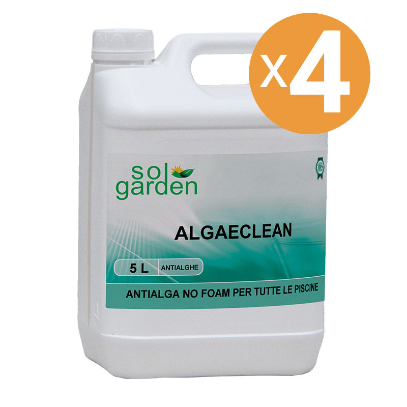 Antialghe Piscina Non Schiumogeno Algaeclean, 4 Confezioni Da 5 L