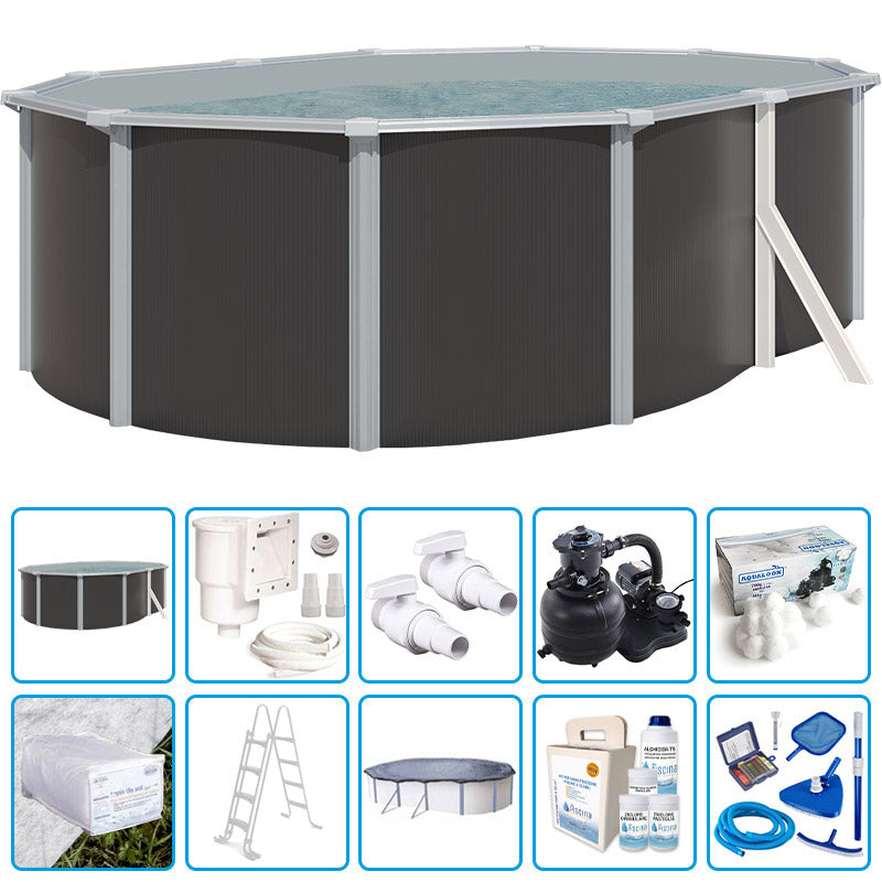 Piscina Fuori Terra Steeldesign - 4,90 X 3,65 X H.1,32 M - Kit Pro