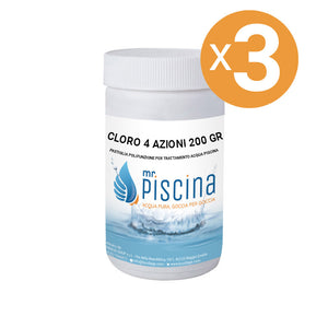 Cloro 4 Azioni 200 Gr, 3 Confezioni Da 1 Kg Blisterate